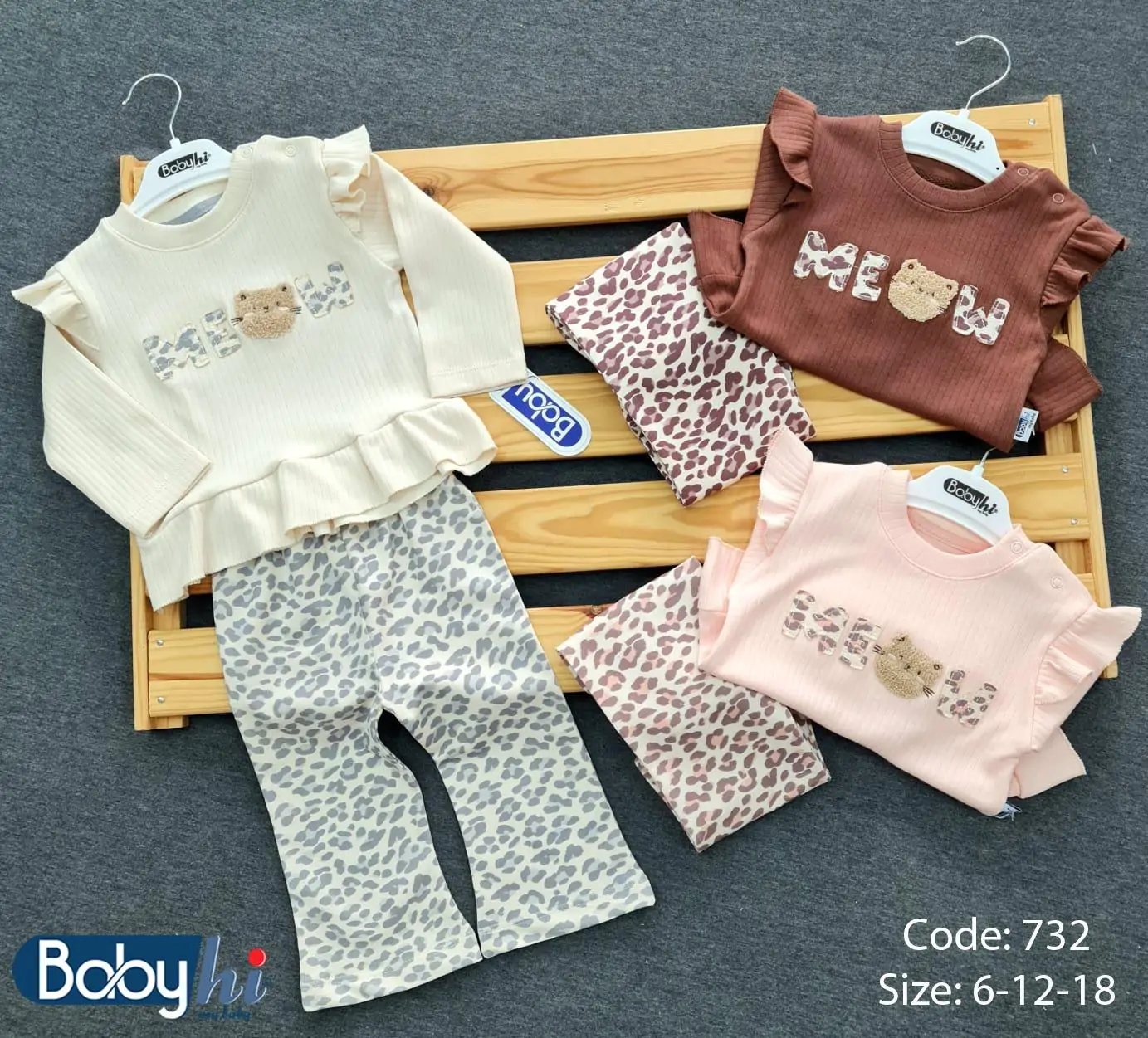Дитячі костюм оптом дів. 6-12-18м(р) рубчик 57809 - Зображення 1