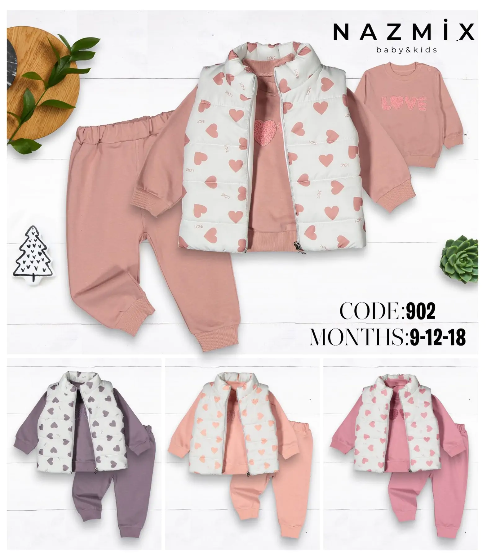 Дитячі костюм оптом дів. 9-12-18м(р) трикотаж 57851 - Зображення 1