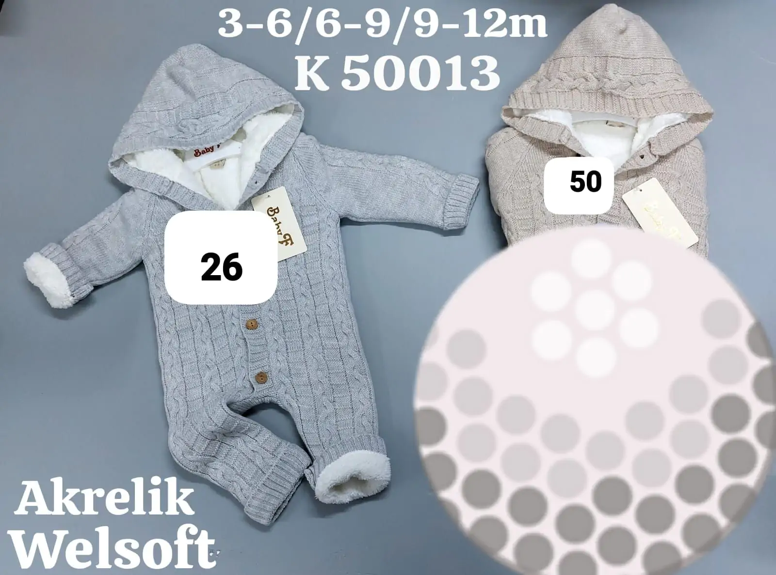 Дитячі комбінезони оптом уні. 3-6-9м(р) в'язка на підкладці 58393 - Зображення 1