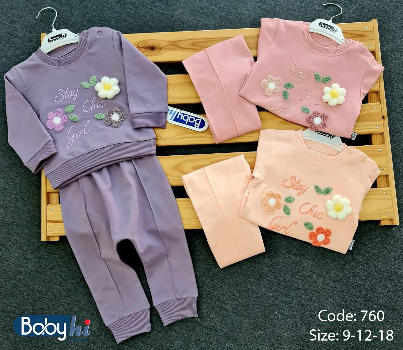 Дитячі костюм оптом дів. 9-12-18м(р) трикотаж 58435 - Зображення 1