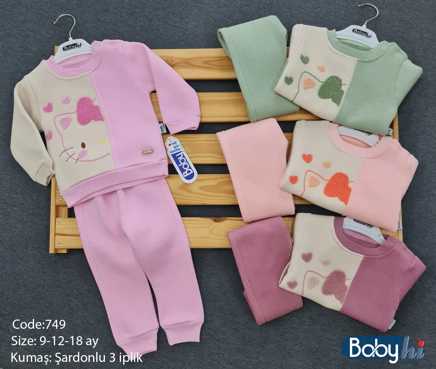 Дитячі костюм оптом дів. 9-12-18м(р) трикотаж з начосом 58252 - Зображення 1