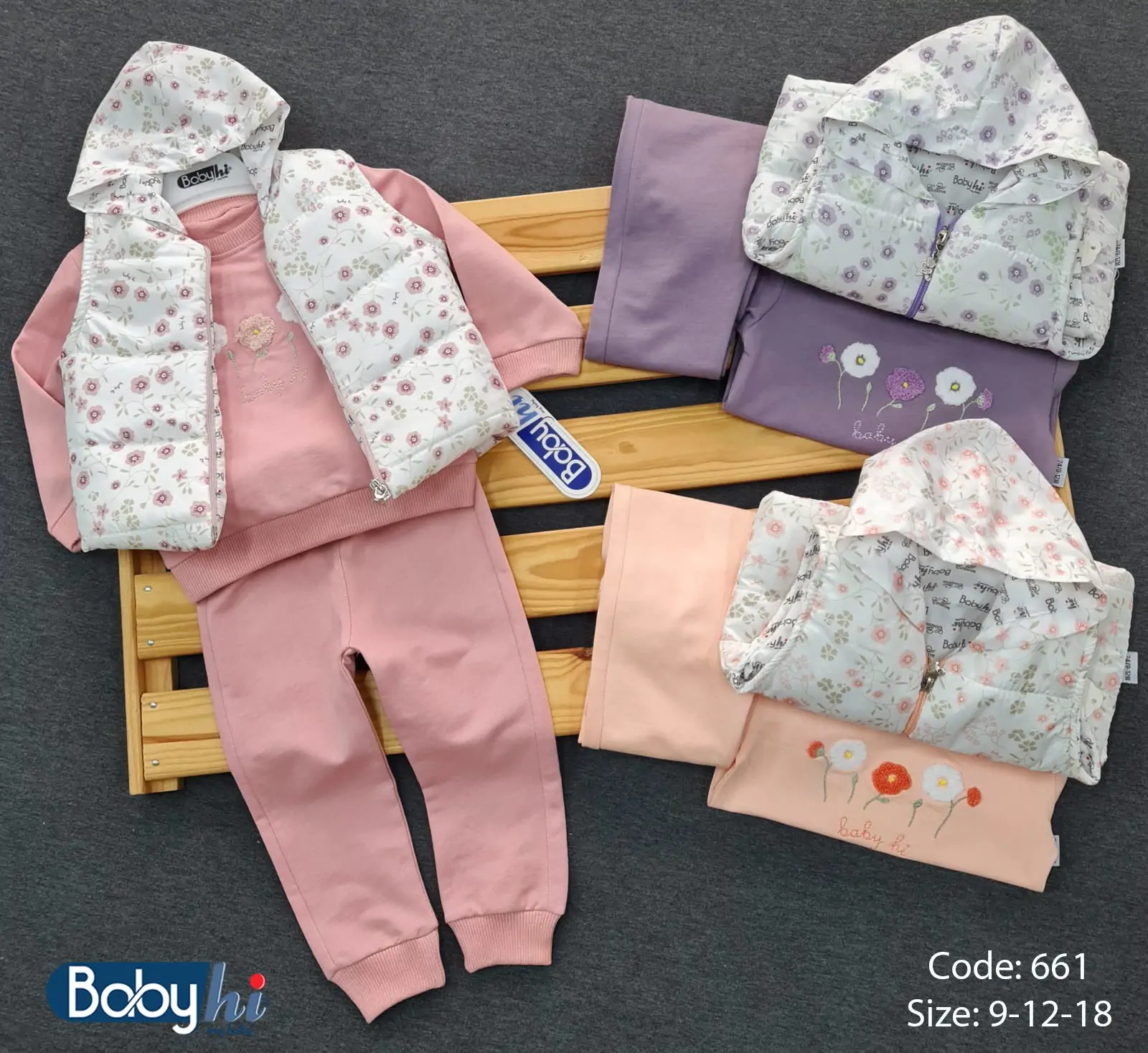 Дитячі костюм оптом дів. 9-12-18м(р) трикотаж 58469 - Зображення 1