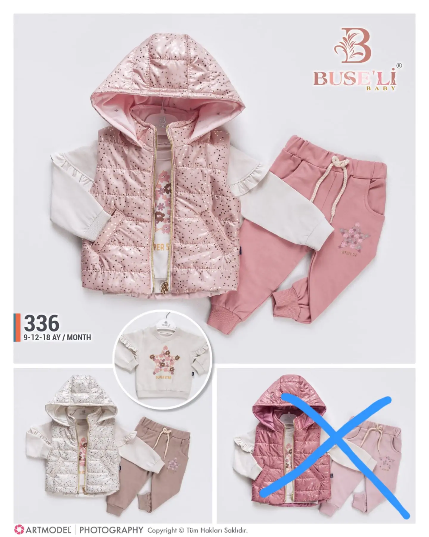 Дитячі костюм оптом дів. 9-12-18м(р) трикотаж 58519 - Зображення 1